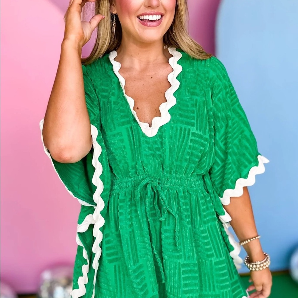 Green Beach Coverup with White Trim